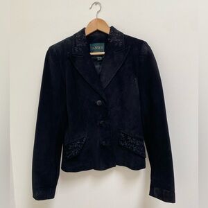 Danier Black Suede Embroidered Women's Blazer Jacket